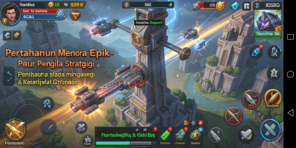 Tampilan gameplay yang mendebarkan dari game Tower Defense.