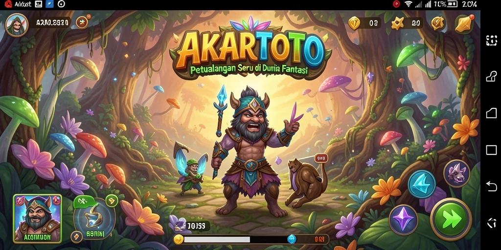 Tangkapan layar utama dari gameplay seru AKARTOTO di dunia petualangan.