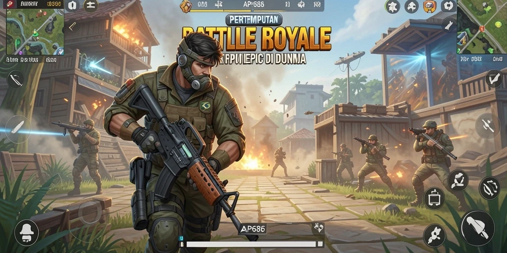 Gameplay seru dan menegangkan di AP686 Battle Royale.