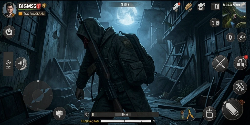 Screenshot menampilkan gameplay mencekam dari BIGMSG dengan suasana gelap.