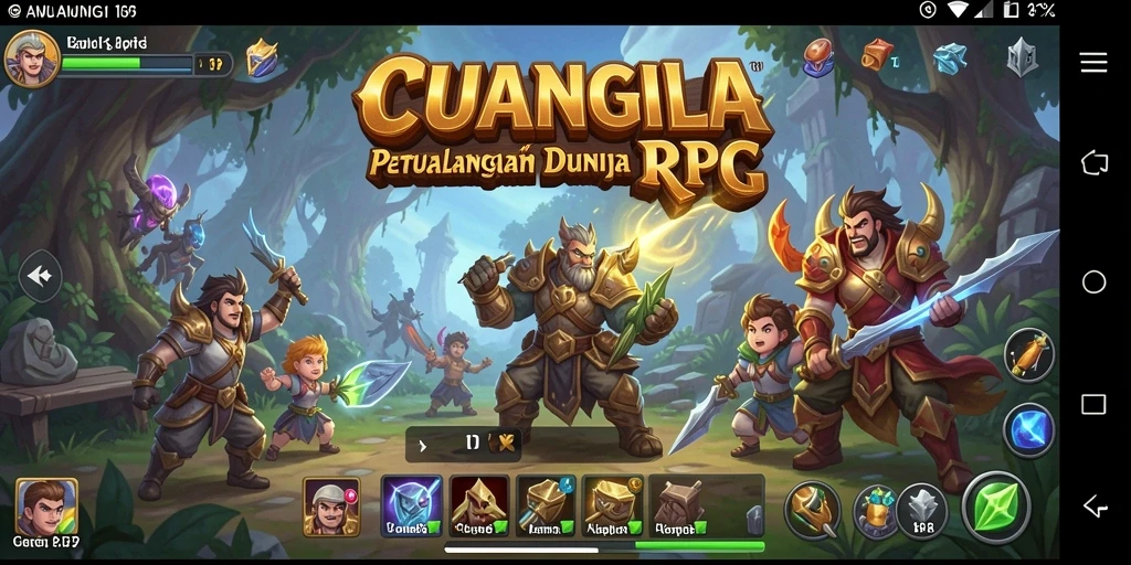 Screenshot utama CUANGILA menampilkan pertarungan epik dalam dunia RPG.