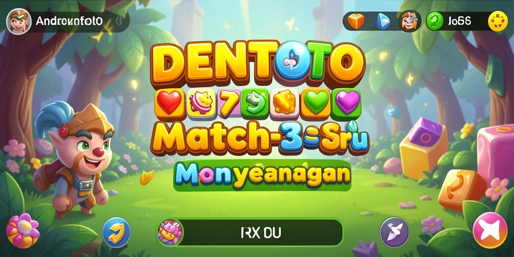 Tampilan gameplay DENTOTO yang menantang dalam genre Match-3.