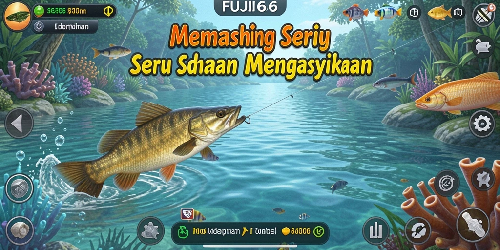 Tangkapan layar gameplay FUJI66 yang menunjukkan aksi memancing yang mendebarkan.