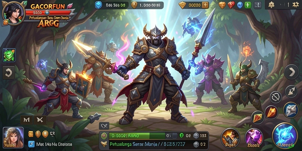 Screenshot gameplay GACORFUN menampilkan pertarungan seru dalam dunia ARPG.