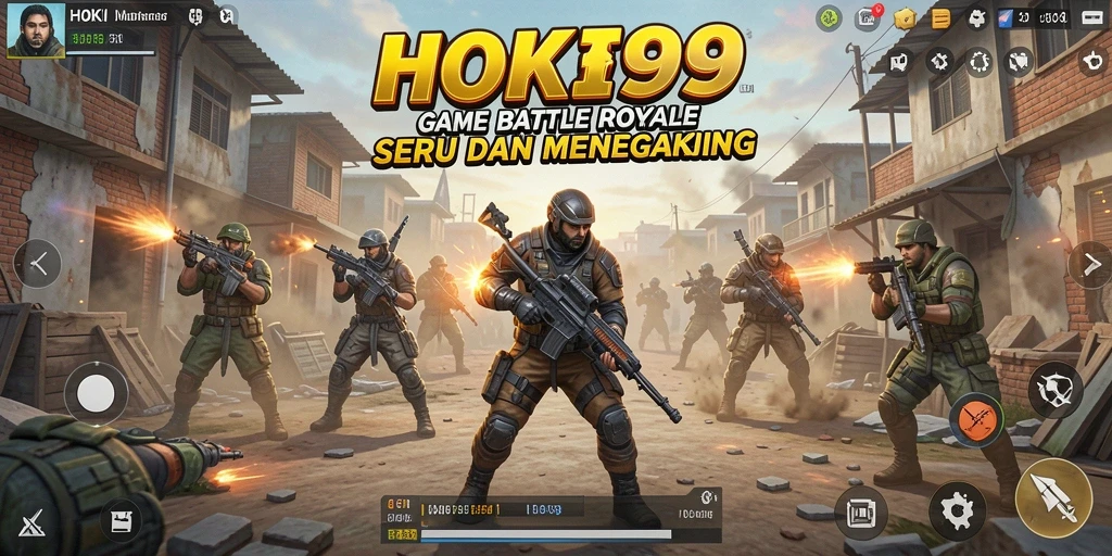 Tangkapan layar HOKI99 menampilkan aksi seru di medan perang Battle Royale.
