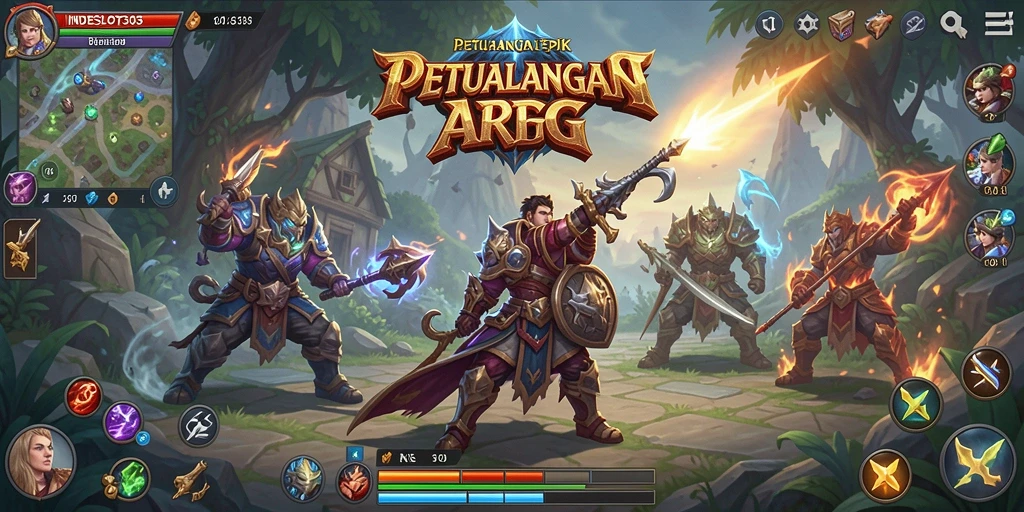 Screenshot utama INDESLOT303 menampilkan karakter dalam pertempuran epik.