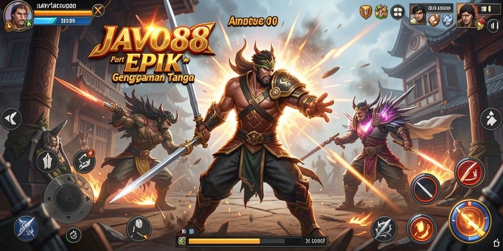 Tampilan gameplay menegangkan di <strong>JAVO88</strong> dengan aksi pertarungan yang dinamis.
