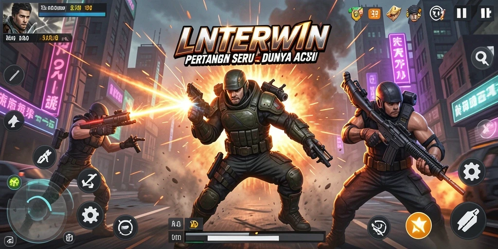 Tampilan aksi seru dalam gameplay LNTERWIN yang mendebarkan.