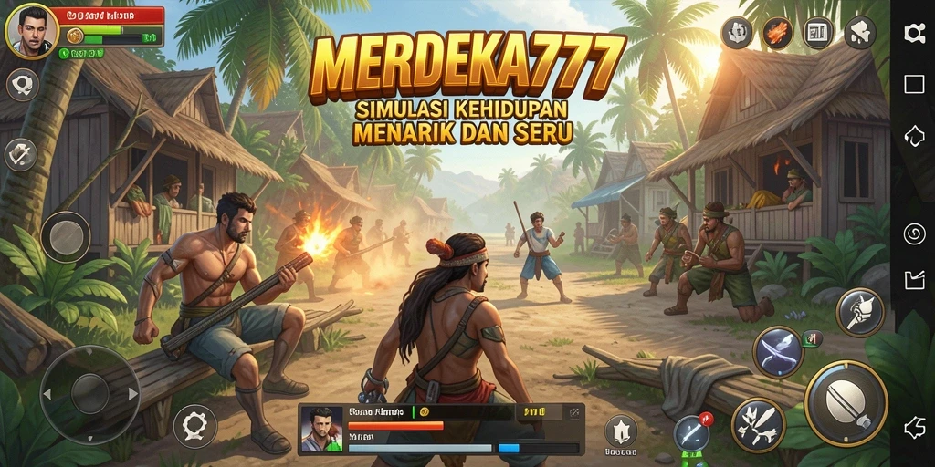 Tampilan gameplay MERDEKA777 yang menampilkan interaksi karakter.