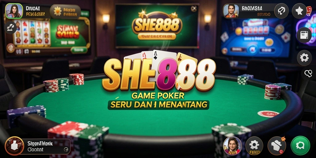 Tampilan gameplay SHE888 yang menarik dan seru dalam permainan poker.