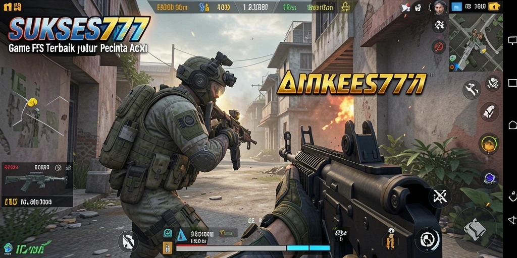 Screenshot utama gameplay <strong>SUKSES777</strong> menampilkan aksi menegangkan dalam pertempuran FPS.
