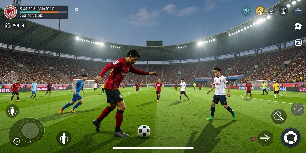 Tampilan gameplay <strong>V98</strong> yang menarik dan penuh aksi sepak bola.
